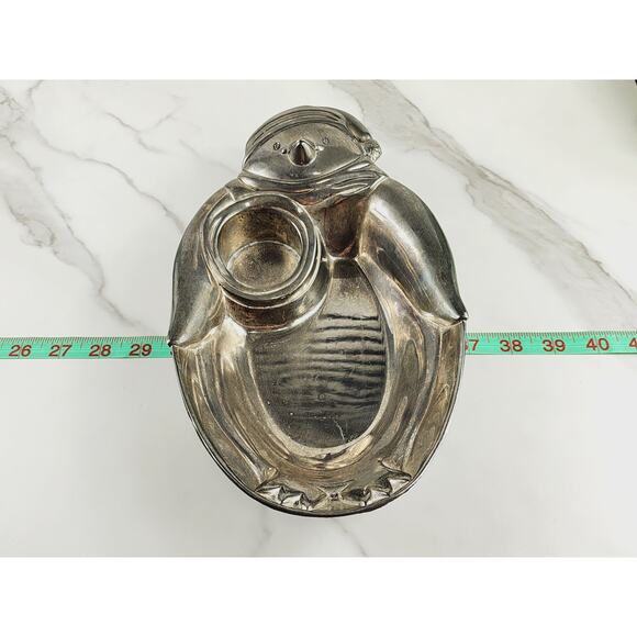 Christmas Towle Serving Tray Candy Dish Silverplated Penguin Shaped 12" Holidays - Picture 15 of 15